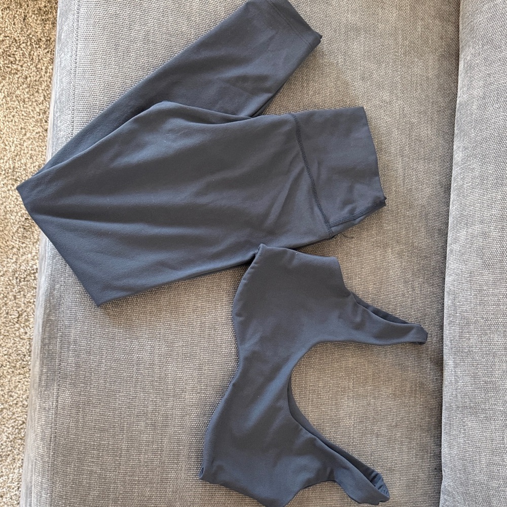 Joah Brown Charcoal Gray Leggings with Matching Crop Top